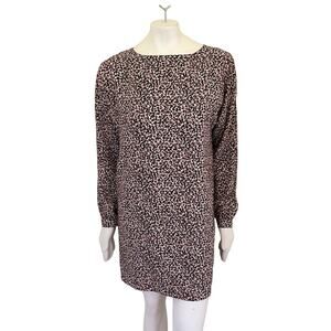 LOFT Animal Print Lightweight Long Sleeve Lined Shift Dress SZ 10